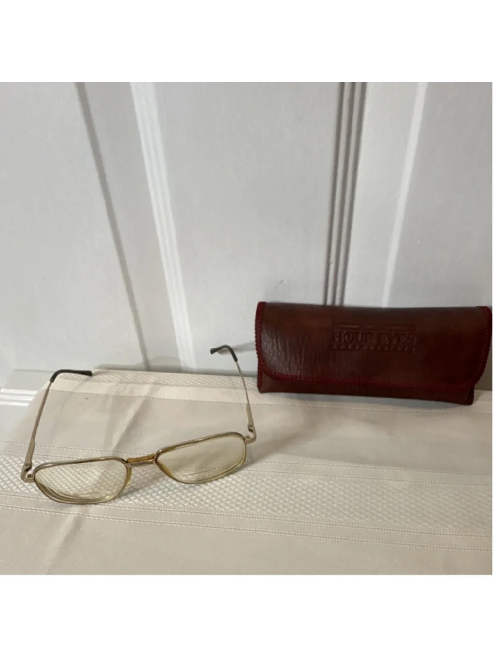 Four Eyes Gold Metal Full Rim Eyeglasses Frames, Solid Pattern, Unisex Adults
